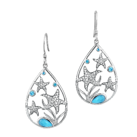 Sterling Silver Larimar; Blue Topaz and CZ Wire...