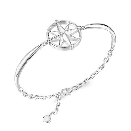 Sterling Silver 7.5-8.5inch Adjustable CZ Compa...