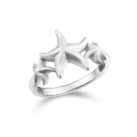 Sterling Silver Alamea 3Brushed Starfish Ring S...