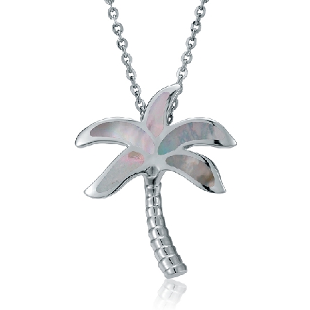 Sterling Silver Mother-of-Pearl Palm Tree Slide...