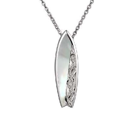 Sterling Silver Mother-of-Pearl and CZ Surf Boa...
