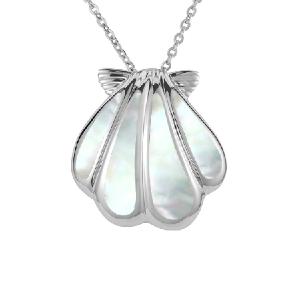 Sterling Silver Mother-of-Pearl Sunrise Shell Slide w/18-19inch Adjustable Chain Alamea#045-51-01