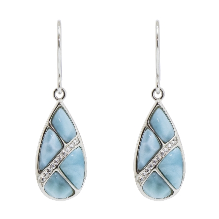 Sterling Silver Larimar and CZ Tear Drop Wire D...