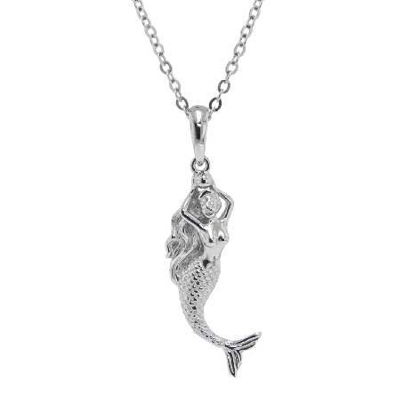Sterling Silver Mermaid Pendant w/18-19inch Adj...