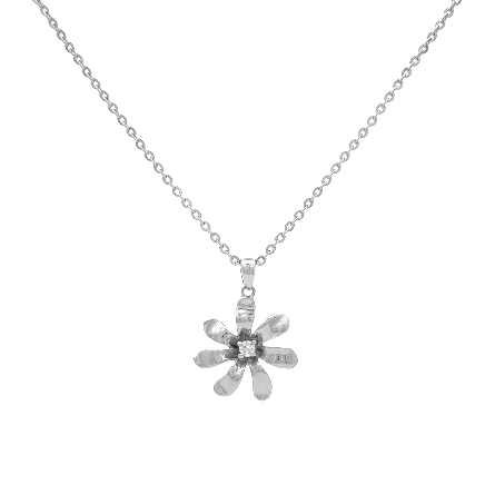 Sterling Silver CZ Tiare Flower Pendant on Adju...