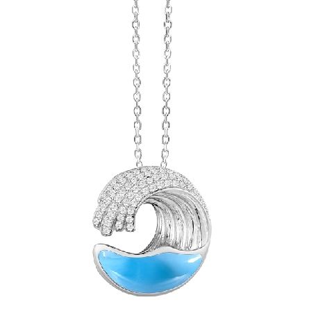 Sterling Silver Rhodium 17x17mm Small Larimar W...