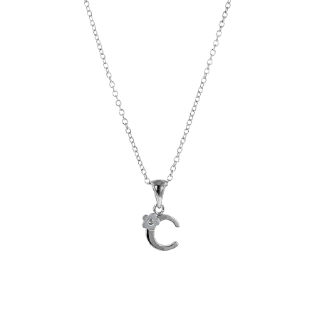 Sterling Silver Diamond Initial C Pendant on 14...