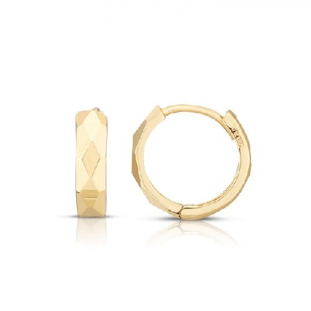 14K Yellow Gold 13mm Faceted Snap Lock Huggie H...