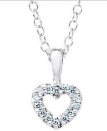 Sterling Silver 12mm CZ Heart Pendant on 15inch...