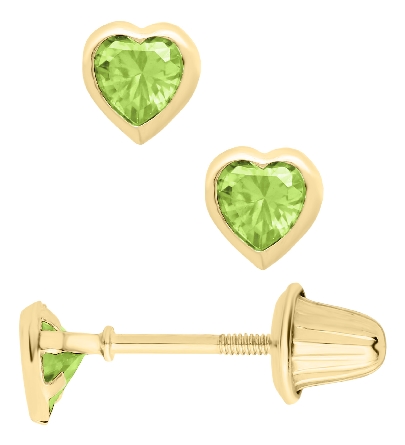 14K Yellow Gold Childs Light Green CZ August Bi...