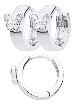 /home/earthtreasures/catalog.shopearthtreasures.com/imagedumplarge/EARTH_CC-01301.jpg Sterling Silver Pave CZ Butterfly Huggie Hoop E...