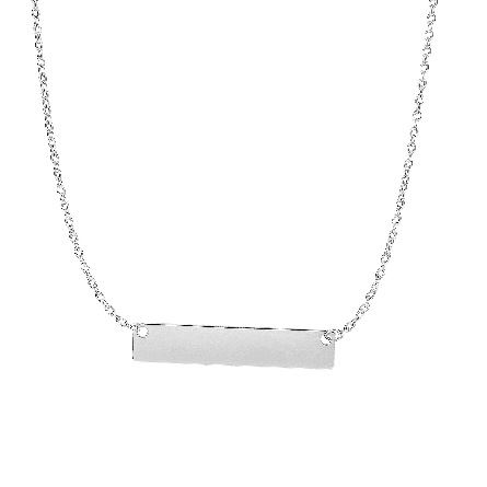 14K White Gold 18inch 30x3.9mm Bar on 1mm Link Chain Necklace 2.3gr #WN3266-18