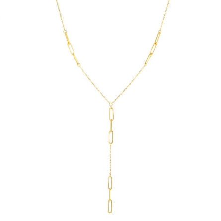 14K Yellow Gold 17inch Y Diamond-Cut Paperclip ...