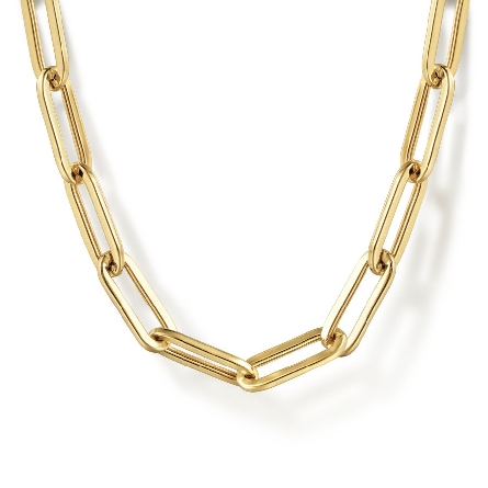 14K Yellow Gold 17inch Hollow Paperclip Necklac...