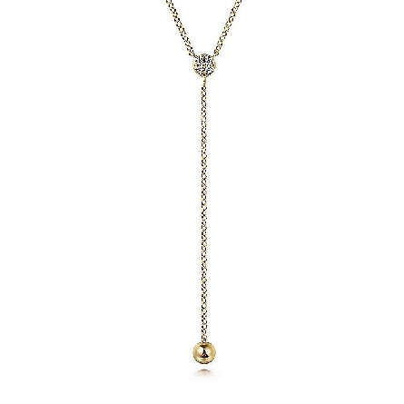 14K Yellow Gold Gabriel 16inch  Y-Knot Necklace...