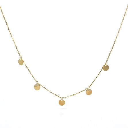14K Yellow Gold 16inch Five Mini Disc Dangles Adjustable Choker Necklace #MF029636-14Y