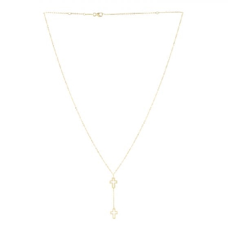 14K Yellow Gold 18inch Open Cross Necklace w/Lo...