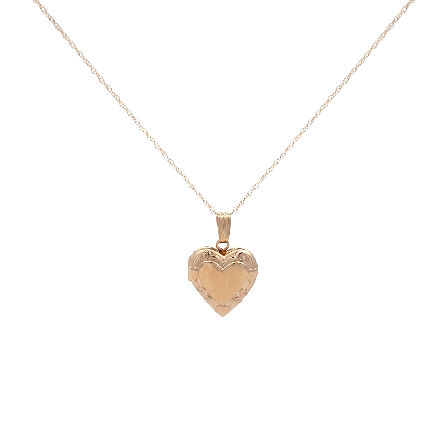 14K Yellow Gold Heart Locket on 15inch Chain #KM37