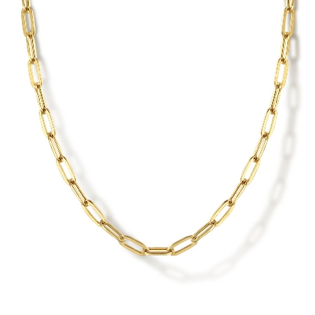 14K Yellow Gold 17inch Hollow Paperclip Necklac...