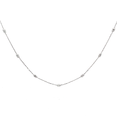 14K White Gold 18inch Diamond Cut 2.5mm Oval Be...