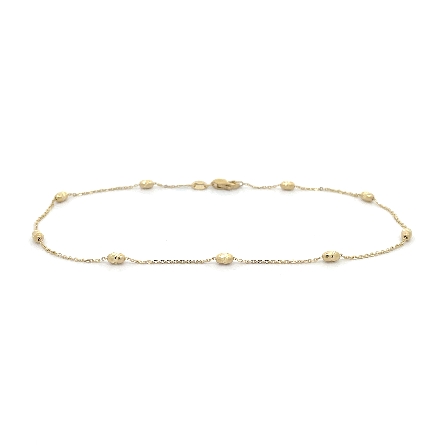 14K Yellow Gold 7inch Diamond Cut Oval Bead Cha...