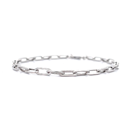 14K White Gold Gabriel 7inch Paperclip Link Cha...