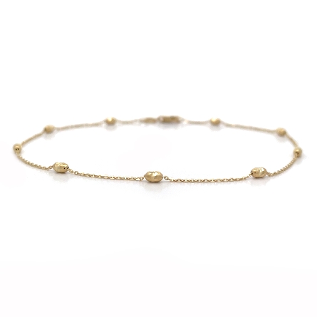 14K Yellow Gold 9inch Diamond Cut Oval Bead Cha...