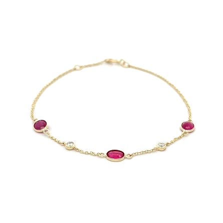 14K White Gold 6.5-7inch Adjustable Oval and Ro...