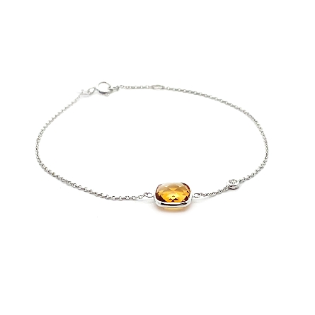 14K White Gold 6.5-7inch Bezel Bracelet w/Citri...