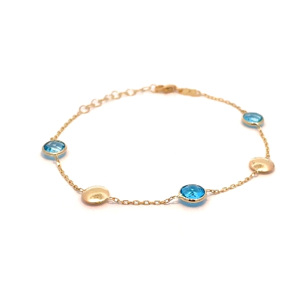 14K Yellow Gold Adjustable 6.5-7.25inch Blue To...