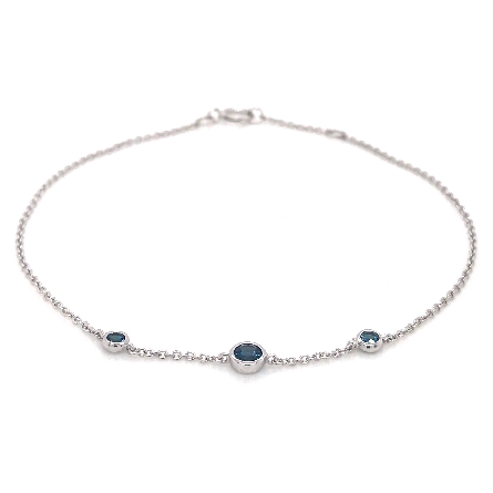 14K White Gold 6.5-7inch Adjustable Round Bezel...