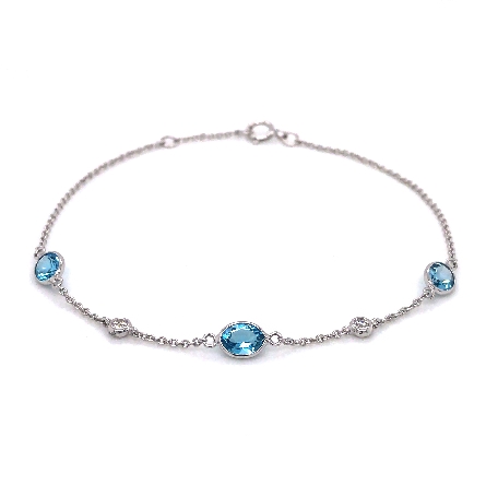 14K White Gold 6.5-7inch Adjustable Bezels Brac...