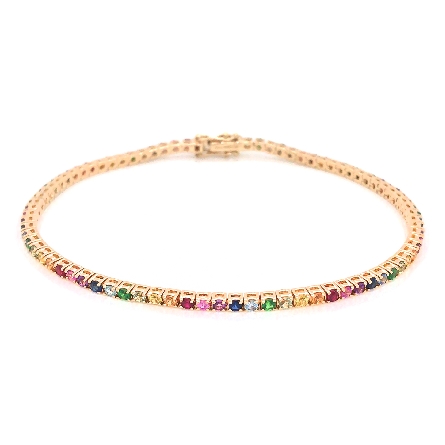 14K Yellow Gold 7inch Scattered Rainbow Tennis ...