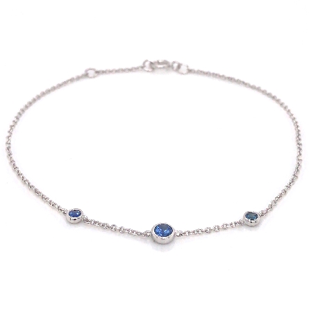 14K White Gold 6.5-7inch Adjustable Round Bezel...