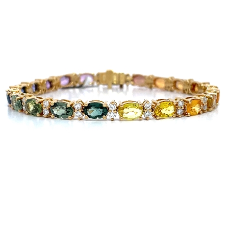/home/earthtreasures/catalog.shopearthtreasures.com/imagedumplarge/EARTH_E2-00379.jpg 18K Yellow Gold Oval Alternating 6.75inch Rainb...