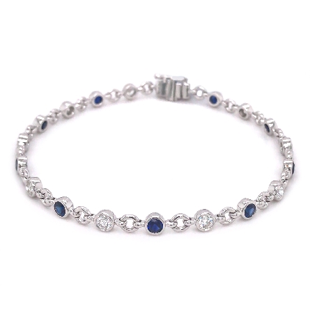 /home/earthtreasures/catalog.shopearthtreasures.com/imagedumplarge/EARTH_E2-00384.jpg 18K White Gold 6.75inch Bezels Bracelet w/9Sapp...