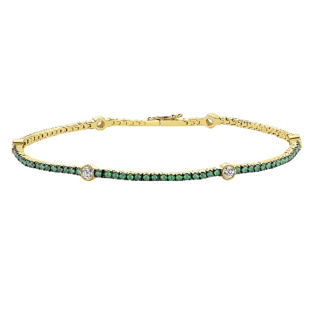 14K Yellow Gold Fashion Bracelet w/Emerald=1.03...