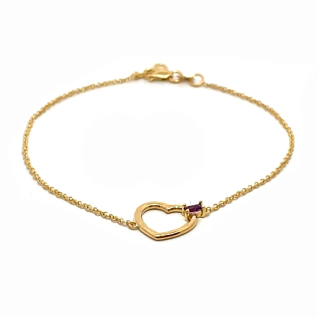 14K Yellow Gold Adjustable 7-7.5inch Heart Stat...