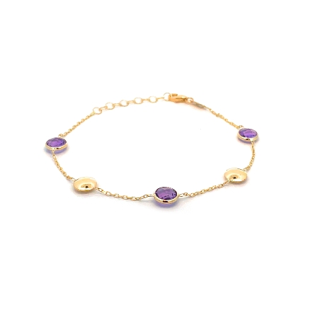14K Yellow Gold Adjustable 6.5-7.25inch Amethys...