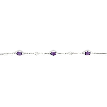 14K White Gold 6.5-7inch Adjustable Bezels Brac...