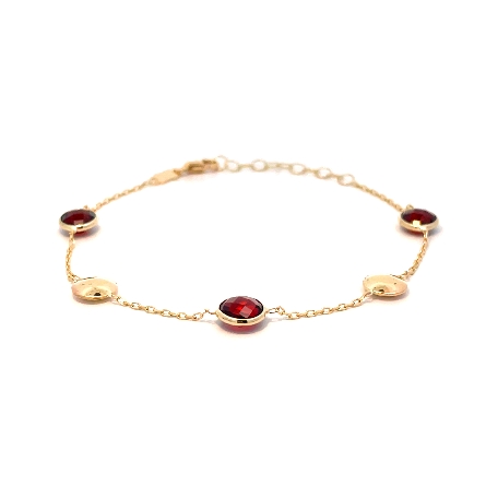 14K Yellow Gold Adjustable 6.5-7.25inch Garnet ...