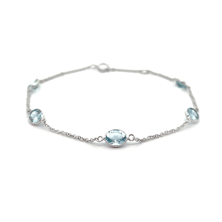 14K White Gold 6.25-6.75inch Adjustable Oval Be...