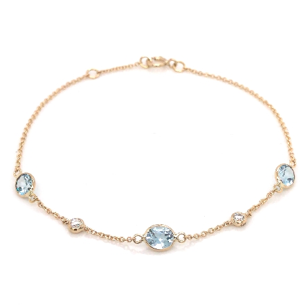 14K Yellow Gold 6.5-7inch Adjustable Oval and R...