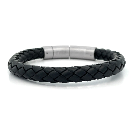 /home/earthtreasures/catalog.shopearthtreasures.com/imagedumplarge/EARTH_EE-00820.jpg Stainless Steel Black Braided Cowhide Leather 8...