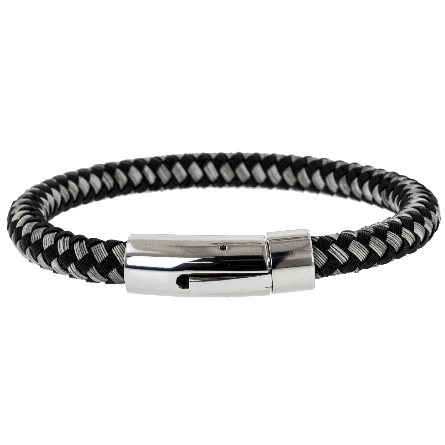 /home/earthtreasures/catalog.shopearthtreasures.com/imagedumplarge/EARTH_EE-00826.jpg Stainless Steel Black and White 8.5inch Weave M...