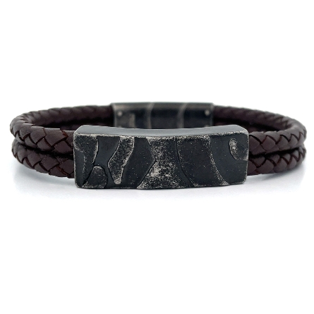 /home/earthtreasures/catalog.shopearthtreasures.com/imagedumplarge/EARTH_EE-00830.jpg Stainlees Steel 2Row Brown Leather with Gun Met...