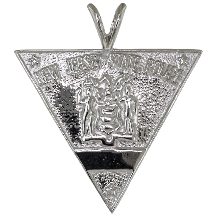 14K White Gold New Jersey State Police Trooper Badge Pendant Includes Discount and Engraving #ET-D13