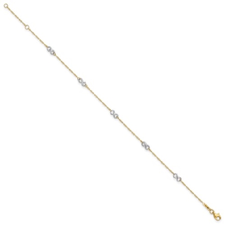 14K Yellow and White Gold 9-10inch Adjustable 5...