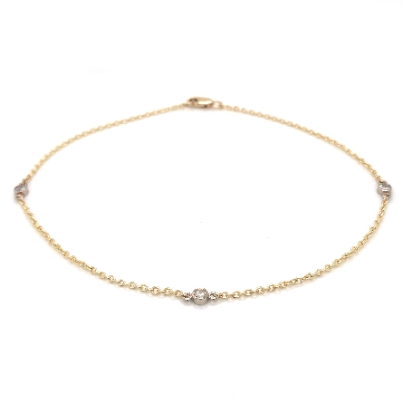 14K Yellow and White Gold 10inch 3 Bezel Anklet...