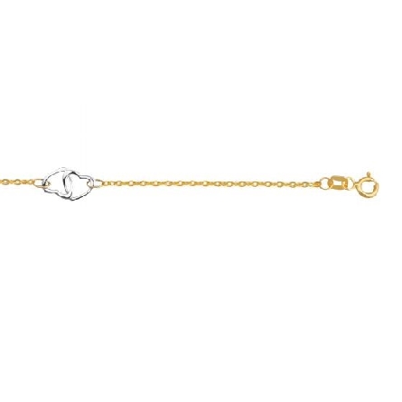 14K Two Tone Gold Double Hearts Stations Anklet...